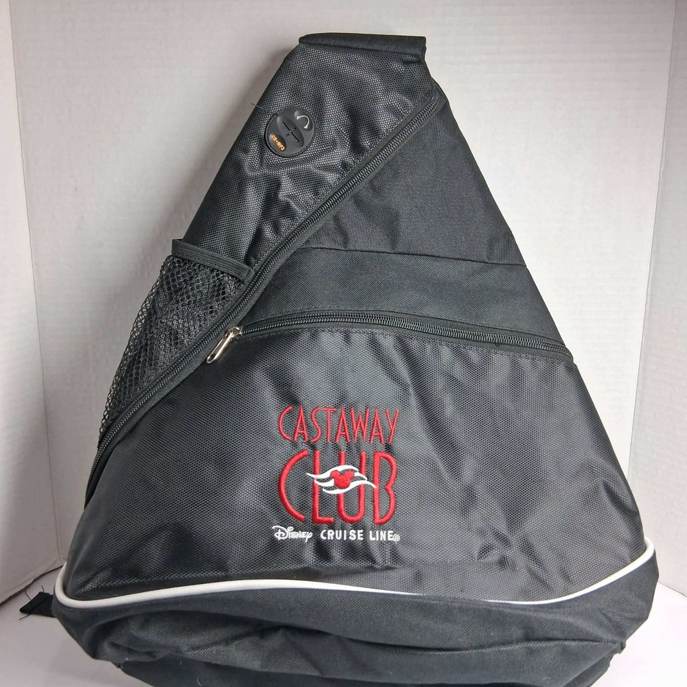Disney Cruise Line Castaway Club Sling Backpack Black MP3 Pocket‎